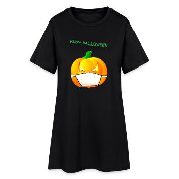 Citrouille avec masque facial - Robe T-shirt Femme - noir - Devant