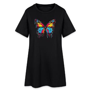 Schmetterling - Frauen T-Shirt-Kleid - Schwarz - Vorne