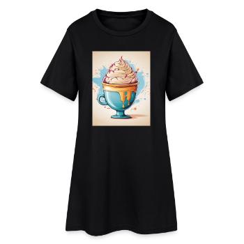 Eisbecher Sommer - Frauen T-Shirt-Kleid - Schwarz - Vorne