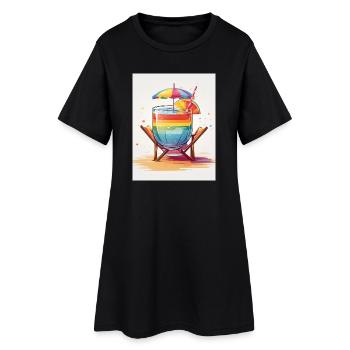 Cocktail arc-en-ciel - Robe T-shirt Femme - noir - Devant
