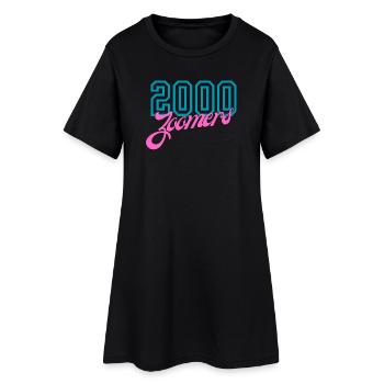 2000 Zoomers Sommer Nostalgie Typografie - Frauen T-Shirt-Kleid - Schwarz - Vorne
