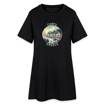 Design de voyage à Corfou en Grèce - Robe T-shirt Femme - noir - Devant