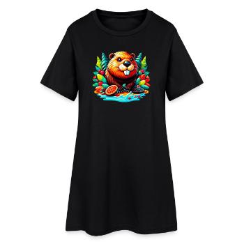 Castor - Robe T-shirt Femme - noir - Devant