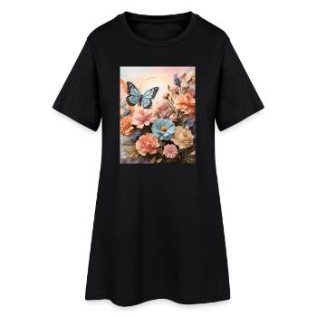 Ailes de fleur - Robe T-shirt Femme - noir - Devant