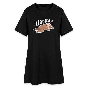 Schlafendes Faultier Schlaf Nickerchen - Frauen T-Shirt-Kleid - Schwarz - Vorne