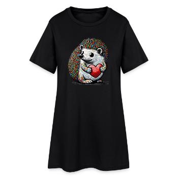 hérisson avec cœur - Robe T-shirt Femme - noir - Devant