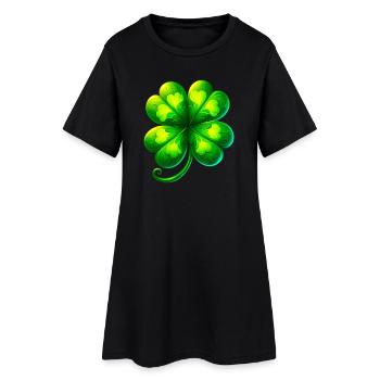 Trèfle à quatre feuilles - Robe T-shirt Femme - noir - Devant