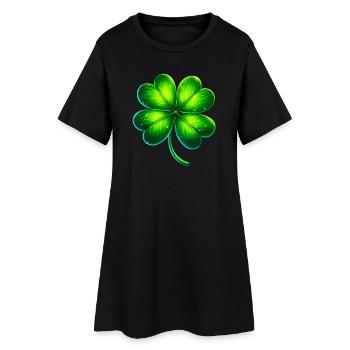 Four-leaf clover - Women’s T-Shirt Dress - black - Front
