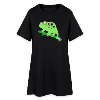 Chamaeleon tier - Frauen T-Shirt-Kleid - Schwarz - Vorne