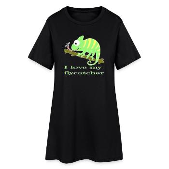 Chamaeleon tier - Frauen T-Shirt-Kleid - Schwarz - Vorne