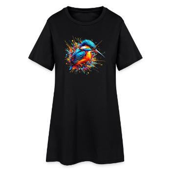 Eisvogel - Frauen T-Shirt-Kleid - Schwarz - Vorne