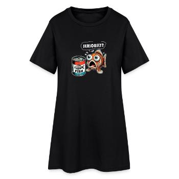 Design amusant de poisson en conserve - Robe T-shirt Femme - noir - Devant