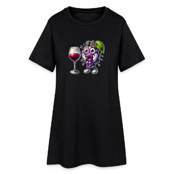 Funny wine grape design - Women’s T-Shirt Dress - black - Front