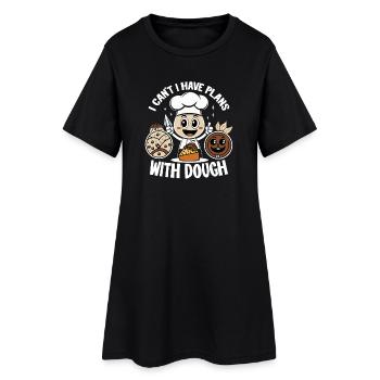 Kuchenchef Mit Teigfreude - Frauen T-Shirt-Kleid - Schwarz - Vorne