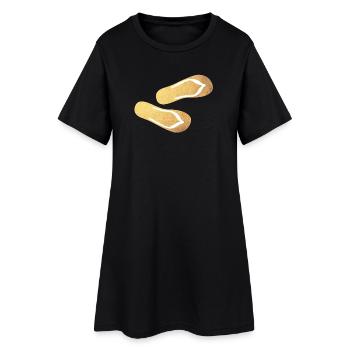 pantoufles tongs or glamping plage de luxe - Robe T-shirt Femme - noir - Devant