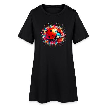 Marienkäfer - Frauen T-Shirt-Kleid - Schwarz - Vorne