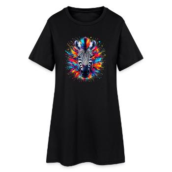 Zebra - Frauen T-Shirt-Kleid - Schwarz - Vorne