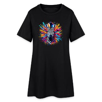 Zebra - Frauen T-Shirt-Kleid - Schwarz - Vorne