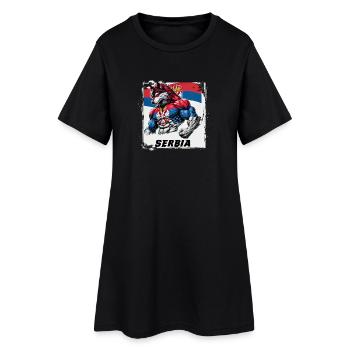 Motif du drapeau du loup de Serbie - Robe T-shirt Femme - noir - Devant