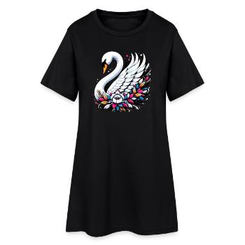 Schwan - Frauen T-Shirt-Kleid - Schwarz - Vorne