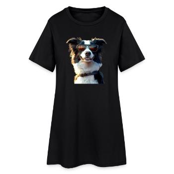 border collie chien amoureux chiot mignons collies - Robe T-shirt Femme - noir - Devant