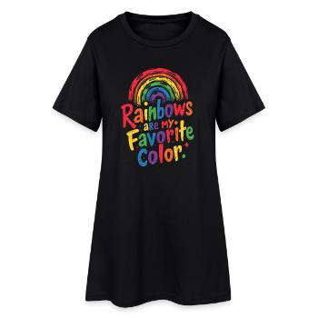 LES ARCS-EN-CIEL SONT MA COULEUR PRÉFÉRÉE - Robe T-shirt Femme - noir - Devant