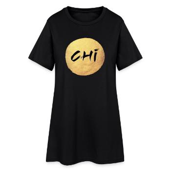 Yoga Kreis Gold Chi Namaste om Shanti deluxe Yogi - Frauen T-Shirt-Kleid - Schwarz - Vorne