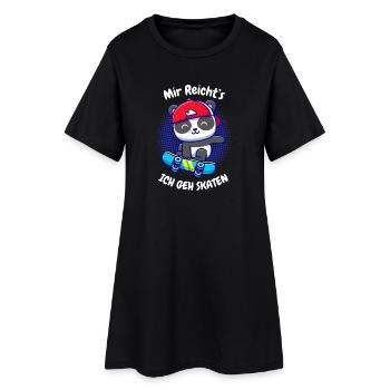 Kleiner Panda auf Skateboard - Frauen T-Shirt-Kleid - Schwarz - Vorne
