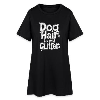 HUNDEHAARE SIND MEIN GLITZER - Frauen T-Shirt-Kleid - Schwarz - Vorne