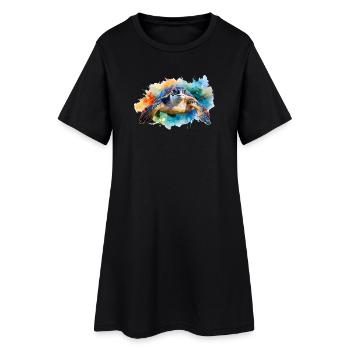 Eine Wasserschildkröte in buntem Aquarellstil - Frauen T-Shirt-Kleid - Schwarz - Vorne