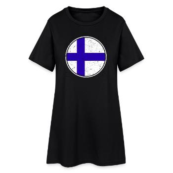 Drapeau finlandais — Style vieilli et en cercle - Robe T-shirt Femme - noir - Devant