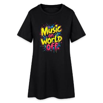 MUSIQUE ALLUMÉE, MONDE ÉTEINT - Robe T-shirt Femme - noir - Devant