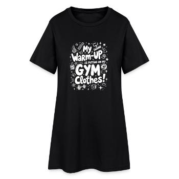 MON ÉCHAUFFEMENT CONSISTE À ENFILER MES VÊTEMENTS DE SPORT - Robe T-shirt Femme - noir - Devant
