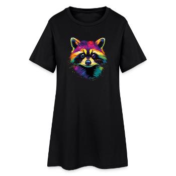raton laveur Popart Coloré Arc-en-ciel Raton laveur Raton laveur - Robe T-shirt Femme - noir - Devant