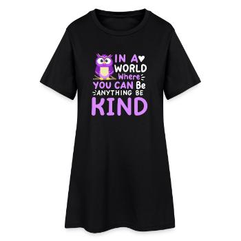 Eule Sei Nett Freundlichkeit - Frauen T-Shirt-Kleid - Schwarz - Vorne