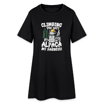 climbing you say alpaca my harness - Frauen T-Shirt-Kleid - Schwarz - Vorne
