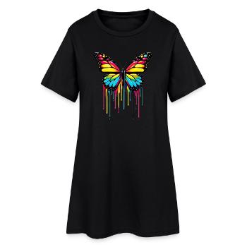 Schmetterling - Frauen T-Shirt-Kleid - Schwarz - Vorne