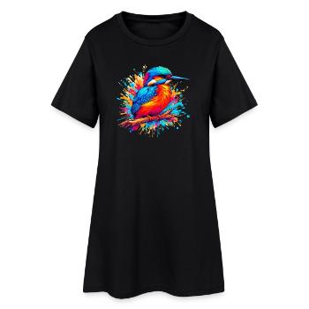Eisvogel - Frauen T-Shirt-Kleid - Schwarz - Vorne