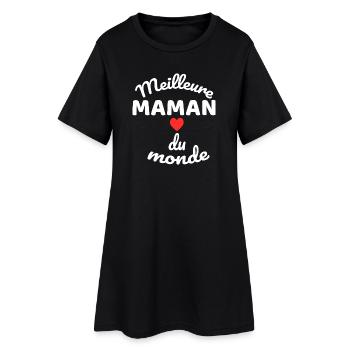 Heart Mom of the World in White Script - Women’s T-Shirt Dress - black - Front