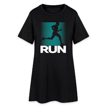 Silhouette de coureur sur fond à rayures - Robe T-shirt Femme - noir - Devant