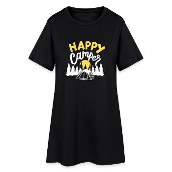 Camping Camper - Frauen T-Shirt-Kleid - Schwarz - Vorne