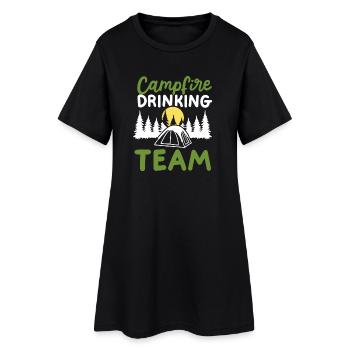 Camping Lagerfeuer Trinken - Frauen T-Shirt-Kleid - Schwarz - Vorne