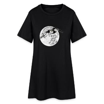 Hibou devant la lune - Robe T-shirt Femme - noir - Devant