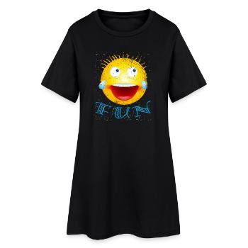 rires souriants modifiés - Robe T-shirt Femme - noir - Devant