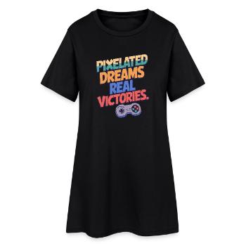 RÊVES PIXÉLISÉS, VRAIES VICTOIRES - Robe T-shirt Femme - noir - Devant