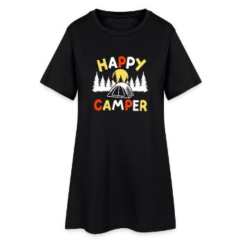 Camping Camper - Frauen T-Shirt-Kleid - Schwarz - Vorne