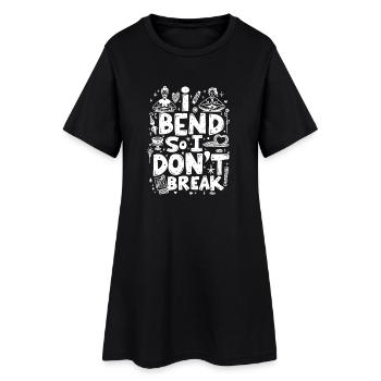 ICH BEUGE MICH, DAMIT ICH NICHT BRECHE, LUSTIGES YOGA-ZITAT - Frauen T-Shirt-Kleid - Schwarz - Vorne