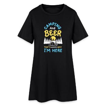 Camping und Bier Camper - Frauen T-Shirt-Kleid - Schwarz - Vorne