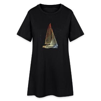 Vintage Segelboot - Frauen T-Shirt-Kleid - Schwarz - Vorne