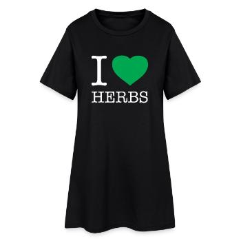 I LOVE HERBS - Frauen T-Shirt-Kleid - Schwarz - Vorne